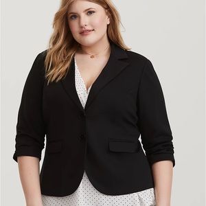Torrid Black Ruched Sleeve Blazer